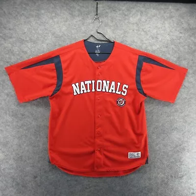 Washington Nationals Jersey Mens Large Red Dynasty MLB Baseball Button Up Shirt • $28.49