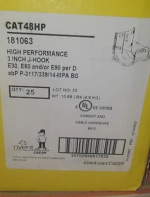 Enrico NVent CADDY - CAT48HP - #181063 - High Performance 3in J-hooks Box Of 25 • $55