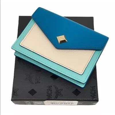 MCM New In Box Love Letter Small Wallet In Deep Lagoon Blue Leather • $125