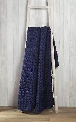 Contemporary Abstract Cable Knit Navy Throw • £34.53