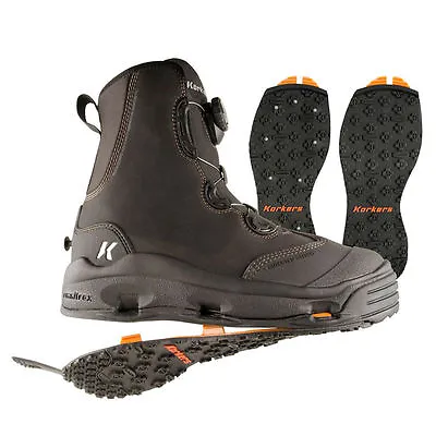 Size 12 Korkers Devils Canyon Wading Fishing Boot Studded+ Kling-on Rubber Soles • $229.99