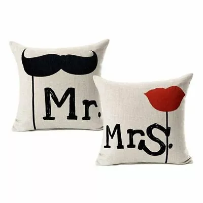 New 2 Mr Mrs Pillow Covers Moustache Wed Wedding Shower Bride Groom  • $8