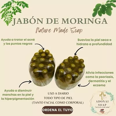 Jabón Moringa Para Manchas Dermatitis Psoriasis Eczema 4oz Artesanal Massage • $11