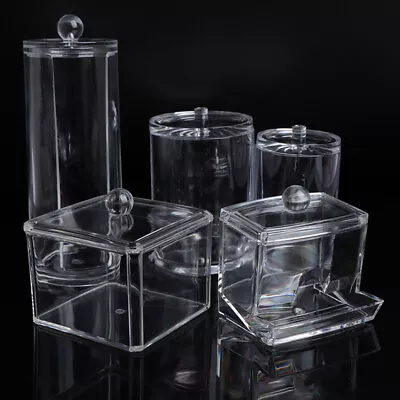 Acrylic Cottonab Makeup Organizer Storage Box Portable Container Make Up:  XK • £6.34