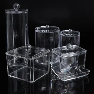 Acrylic Cottonab Makeup Organizer Storage Box Portable Container Make Up:  ZT • £4.71