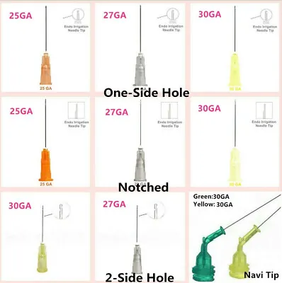 Dental Disposable Endo Irrigation Syringe Needle Tips 25G/27G/30G GA Side Vent • $10.99