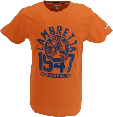 Lambretta Mens Orange 1947 Scooter Retro T Shirt • £18.99