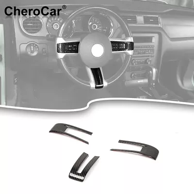 Black Carbon Fiber Steering Wheel Frame Trim Cover For Ford Mustang 2009-20133X • $18.92