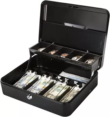 12  Large Cash Box W/ Metal Money Tray Lock Safe Box 5 Coin Slots For Cashier • $30.99