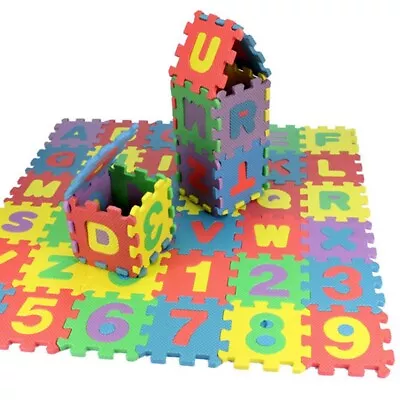 36 Pcs Play Mat Abc 123 Alphabet Kids Children Soft Eva Foam Jigsaw Puzzle • $11.31