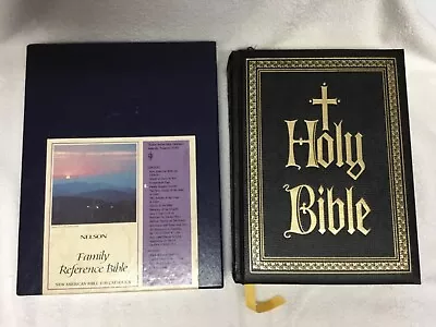 Nelson Family Reference Bible 744 Catholic Black Vtg English • $15