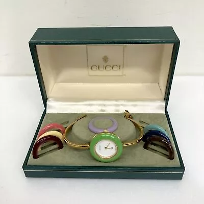 Vintage GUCCI Change Bezel 11 / 12 Quartz White Dial 8 Colors Women's Watch • $410