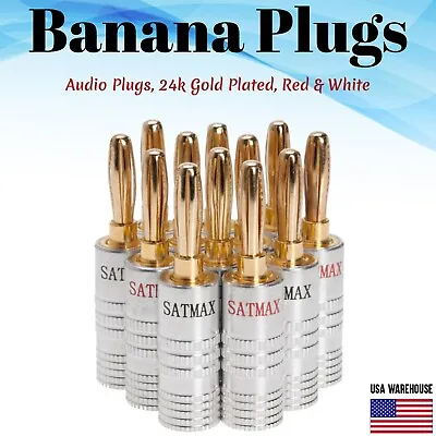 24K Gold Plated Audio Screw Banana Plug Speaker Wire Jack Connector Pack Lot • $11.99