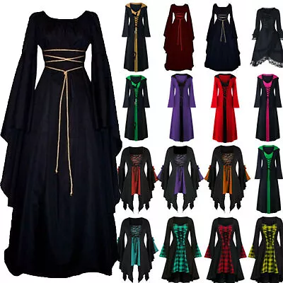 Womens Vintage Renaissance Medieval Gothic Witch Fancy Dress Halloween Costume' • $33.39