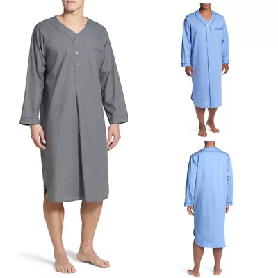 Men Muslim Robe Islamic Abaya Clothes Tunic Dress Long Sleeve Maxi Kaftan Thobe • £12.52