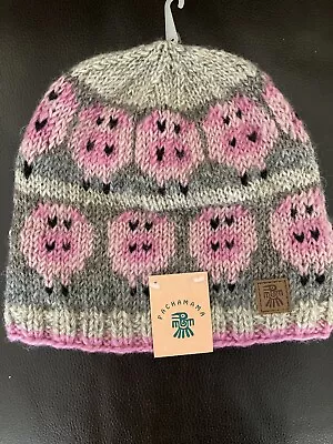 Pachamama Hat Bnwt Womens Hat Wool Outer Fleece Lining Cute Pigs Design Warm! • £19.50