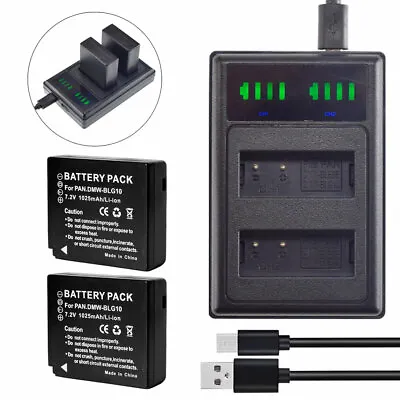 2X DMW-BLG10 Battery+charger For Panasonic Lumix DMC-LX100 DC-LX100 II DMC-GX85 • £23.99