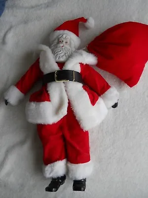 16  Santa Clause Doll FREE S/H Ceramic Face Rare Vintage Christmas Velvet • $10.99