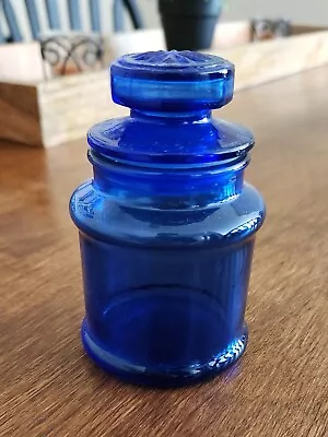 Vintage Vicks Vaporub Cobalt Blue Glass Apothecary Jar • $30