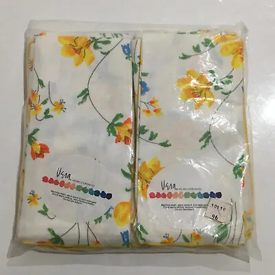 Vintage New NOS Vera Nuemann Cloth Linen Multicolor Napkins Floral Set Of 12 • $100