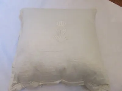 Ralph Lauren Mariella Brierley Crown Monogram Pillow $185 • $88.95