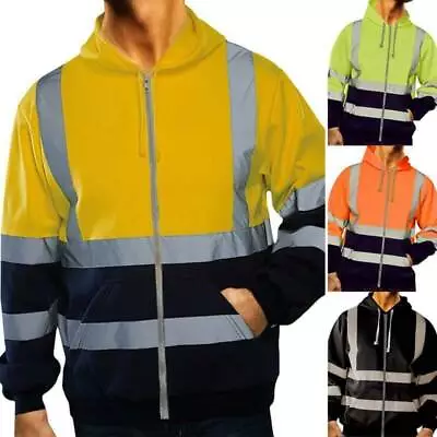 Reflective High Visibility Hi Vis Viz Soft Shell Jacket Mens Work Coat Safety • $32.14