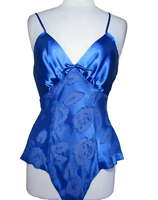 Vtg LUCIE ANN II Bodysuit Teddy & Robe Set Small Women Blue Polyester Flutter • $40.99