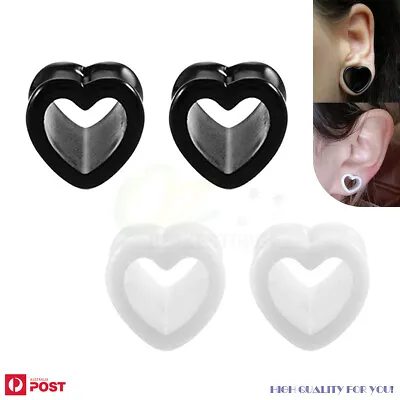 Ear Piercing Tunnels Heart Plug Stretcher Expander Acrylic Body Jewellery 3-25mm • $7.99