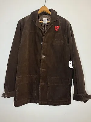 NWT Vintage Disney Mad Mickey Mouse Barn Jacket Brown Corduroy Coat Men’s Small • $34.98