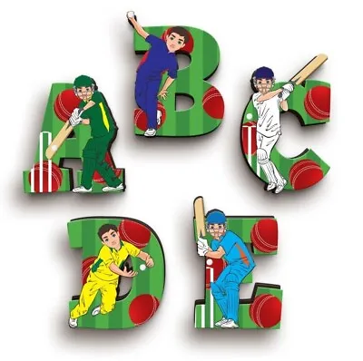 Cricket Sports Wooden Letters For Boys And Girls Names On Bedroom Doors & Walls • $175.50