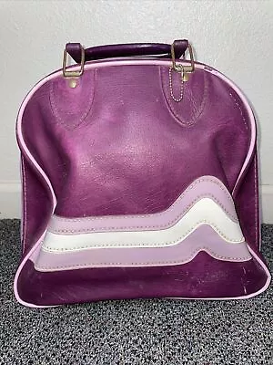 Vintage Don Carter Purple Pink Wave Bowling Ball Bag With Metal Rack • $35