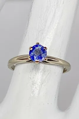 $345 • Buy CERTIFIED $2000 .61ct Cornflower BLUE Sapphire 14k White Gold Wedding Ring
