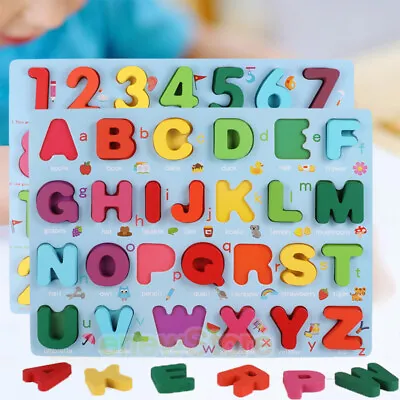 $12.49 • Buy Wooden Alphabet Puzzles For Toddlers ABC Letter Number Educational Learning Toys