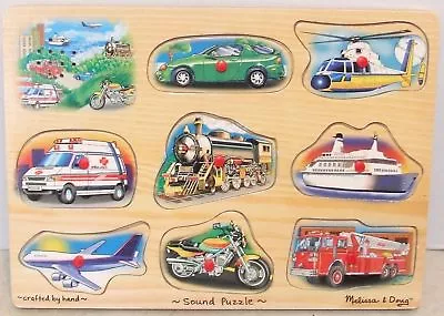 $5.99 • Buy Melissa & Doug Vehicle Sound Wooden Peg Puzzle