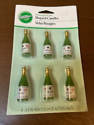 Wilton  Champagne Bottle  Shaped Candles 2  Height~NEW~Cake Holiday Decorations • £9.50