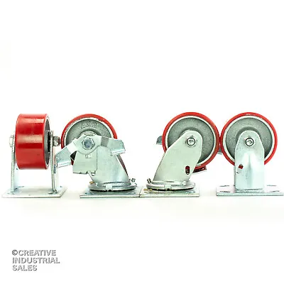 4  X 2  Swivel Caster Polyurethane Wheel W/ Brake(2) Rigid (2) 700lb Ea Tool Box • $54.65