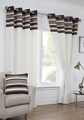 Hamilton McBride CAMBRIDGE Striped Ring Top Lined Curtains. 3 Colours 8 Sizes • £15.95