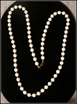 £8.13 • Buy Vintage Monet White And Gold Tone Beads Necklace  Costume Jewelry #L361