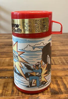 1980’s Aladdin Lazer Tag 8 Oz Thermos Plastic. Missing Part Stopper/Straw. • £7.78