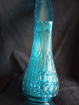 LE Smith Large Vintage MCM Thousand Eye Peacock Blue Swung Glass Vase 19”~RARE! • $375