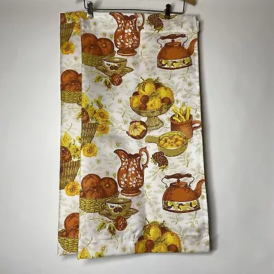 Set Of 2 Vintage MCM Mid Teapot Floral Kitchen Novelty Print Cafe Curtains Retro • $27.99