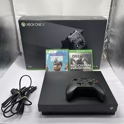 Boxed Xbox One X 1TB Black Console + Controller & 2 Games Bundle.  Fast Post • $259