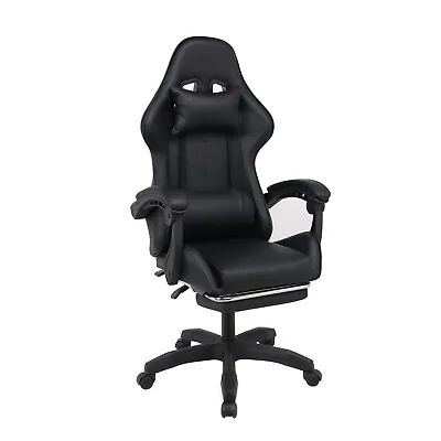 Gaming Ergonomic Gamer Chair Computer Swivel Office Foot Rest Recliner Leather • £59.95