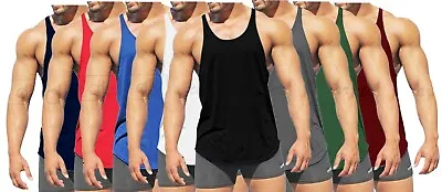 £9.99 • Buy Mens Gym Vest Plain Stringer Bodybuilding Muscle Training Top Fitness Singlet Uk