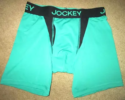 Jockey Men's Athletic Boxer Briefs-sz S-1 Pr-N-green W/ Black Breathable Inserts • $6.50