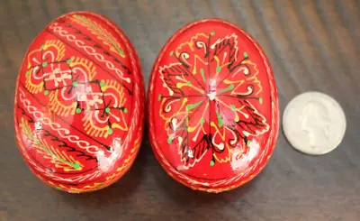 NEW Hand Painted UKRAINIAN EGGS Artisan Red Pysanky Easter Decor Ukraine Pysanki • $9.95