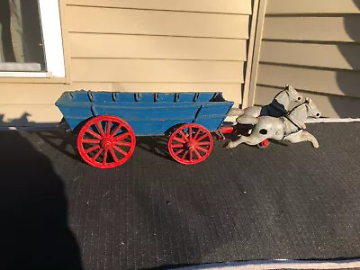 Vintage Cast Iron Horse Drawn Conestoga Buckboard Wagon Cart • $35