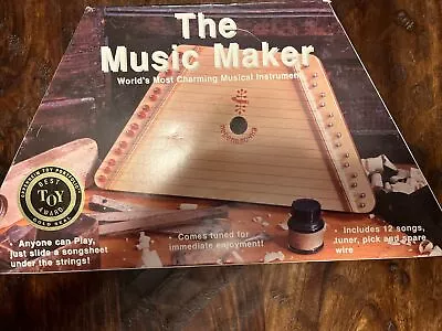 Vtg THE MUSIC MAKER Wooden Musical Instrument Harp Only One Pick Used In Box • $23