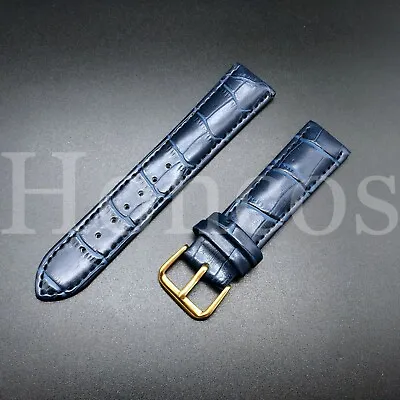 Genuine Leather 18 Mm Blue Alligator Watch Band Strap GOLD BUCKLE Fits Michele • $19.99