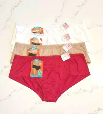 Lot Of 4 Vassarette Hipster Panties STYLE #12309 Size 7  White Red Beige  • $22.49